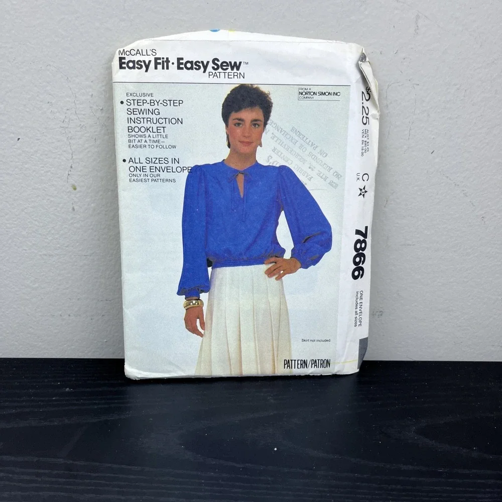 Vintage McCall's 7866 Misses Small Sewing Pattern Size 6-20 UNCUT Factory Folded